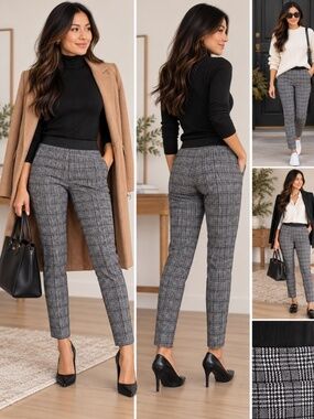 J.Crew Gigi Pant Black White Plaid Houndstooth Skinny Trousers